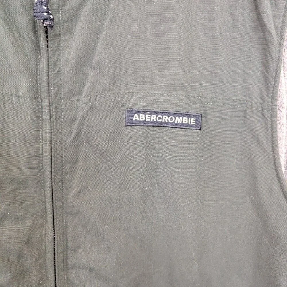 Vintage Abercrombie & Fitch Vest‎ Mens L Green Nylon Fleece Lined Y2K